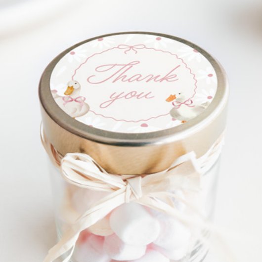 Roze Bow Gekke Goose Coquette Verjaardag Ronde Sticker