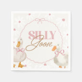 Roze Bow Gekke Goose Coquette Verjaardag Servet (Voorkant)