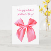 Roze Bow Gelukkige Verlate Moederdag Kaart (Gele Bloem)