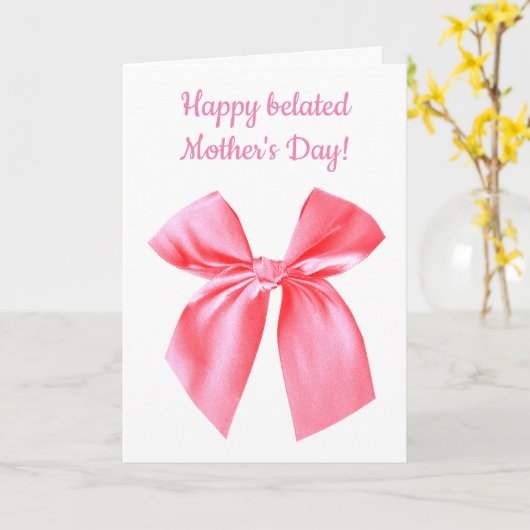 Roze Bow Gelukkige Verlate Moederdag Kaart (Gele Bloem)