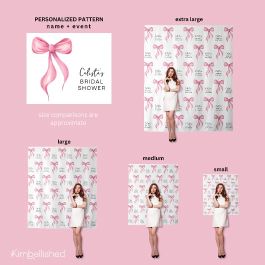 Roze Bow gepersonaliseerd Vrijgezellenfeest Achter Wandkleed
