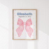 Roze Bow Gepersonaliseerde Aangepaste Naam Poster