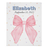 Roze Bow Gepersonaliseerde Aangepaste Naam Poster (Voorkant)