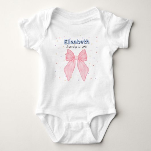 Roze Bow Gepersonaliseerde Custom Name Girl Romper (Voorkant)