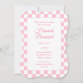 Roze Bow geruit Girly Coquette Baby shower Kaart (Voorkant)