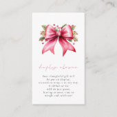 Roze Bow Gift Label op Terug Baby Display Xmas Sho Informatiekaartje (Voorkant)