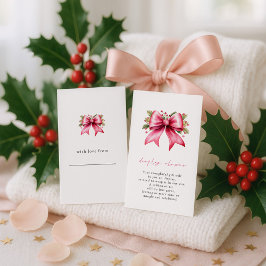 Roze Bow Gift Label op Terug Baby Display Xmas Sho Informatiekaartje