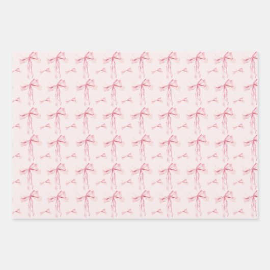 Roze Bow Gift Wrap Coquette Wrapping Paper Blush (Voorkant 3)