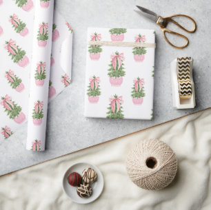 Roze Bow Ginger Jar Kerstboom Cadeaupapier