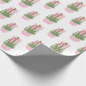 Roze Bow Ginger Jar Kerstboom Cadeaupapier (Hoek)