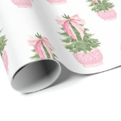 Roze Bow Ginger Jar Kerstboom Cadeaupapier (Rol Hoek)