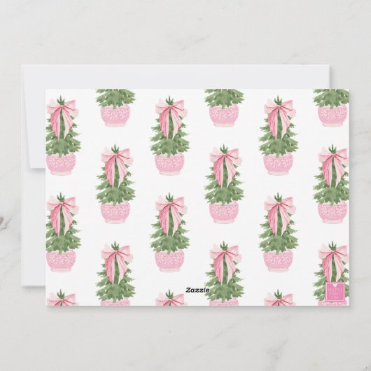 Roze Bow Ginger Jar Kerstboom Foto Feestdagenkaart (Achterkant)