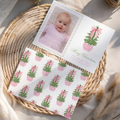 Roze Bow Ginger Jar Kerstboom Foto Feestdagenkaart