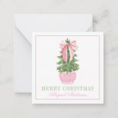 Roze Bow Ginger Jar Kerstboom Foto Notitiekaartje (Voorkant)