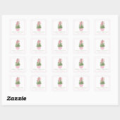 Roze Bow Ginger Jar Kerstboom Foto Vierkante Sticker (Vel)