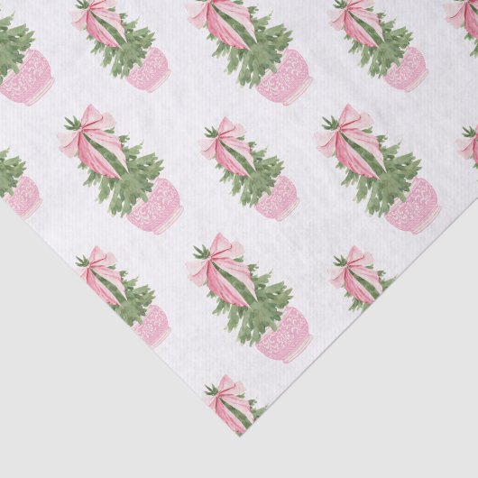 Roze Bow Ginger Jar Kerstboom Tissuepapier (Detail)