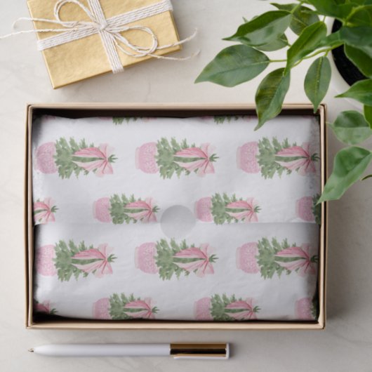 Roze Bow Ginger Jar Kerstboom Tissuepapier (Geschenk)