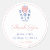 Roze Bow Ginger Jar Vrijgezellenfeest Hartelijk da Ronde Sticker (Voorkant)