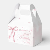 Roze Bow Girl 1e verjaardagsfeestje Bedankdoosjes (Voorkant Zijde)