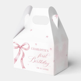 Roze Bow Girl 1e verjaardagsfeestje Bedankdoosjes