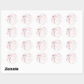 Roze Bow Girl 1e verjaardagsfeestje Ronde Sticker (Vel)