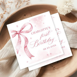 Roze Bow Girl 1e verjaardagsfeestje Servet