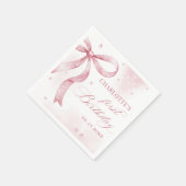 Roze Bow Girl 1e verjaardagsfeestje Servet (Hoek)