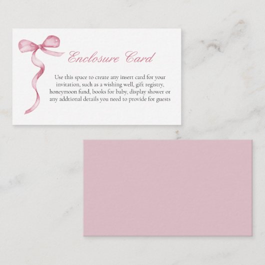 Roze Bow Girl Baby aangepaste behuizing Kaart (Voorkant / Achterkant)