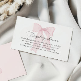 Roze Bow Girl Baby shower Display Shower Informatiekaartje