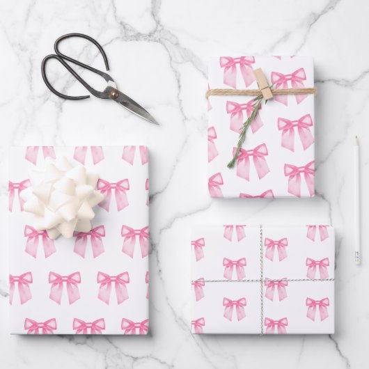 Roze Bow Girl Baby shower inpakpapier (Voorkant)