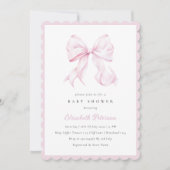 Roze Bow Girl Baby shower Kaart (Voorkant)