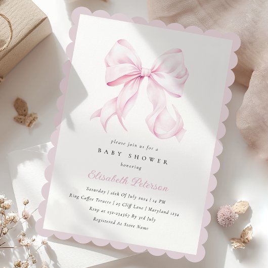 Roze Bow Girl Baby shower Kaart