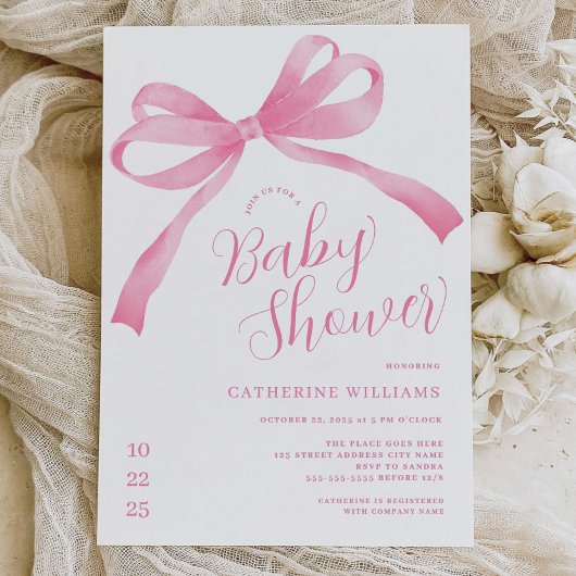 Roze Bow Girl Baby shower Kaart