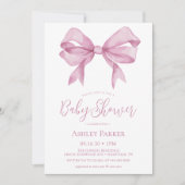 Roze Bow Girl Baby shower Kaart (Voorkant)