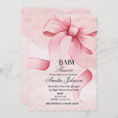 Roze Bow Girl Baby shower Kaart (Voorkant / Achterkant)