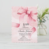 Roze Bow Girl Baby shower Kaart (Staand voorkant)