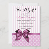 Roze Bow Girl Baby shower Kaart (Voorkant)