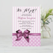 Roze Bow Girl Baby shower Kaart (Staand voorkant)
