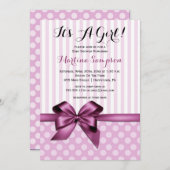 Roze Bow Girl Baby shower Kaart (Voorkant / Achterkant)