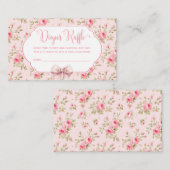 Roze Bow Girl Baby shower Luier Raffle Enclosure Informatiekaartje (Voorkant / Achterkant)