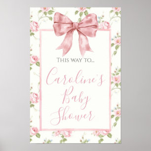 Roze Bow Girl Preppy Douche Directional Signage Poster