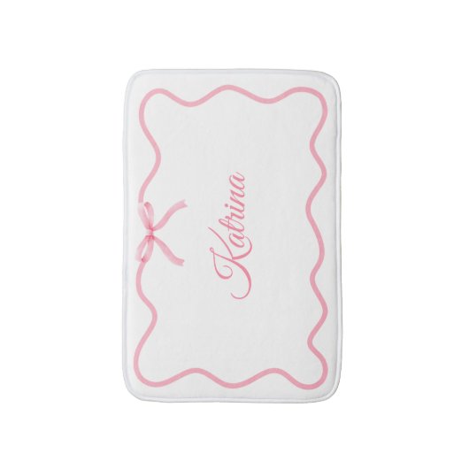 Roze Bow Girly Coquette Gepersonaliseerde Badmat (Voorkant Verticaal)