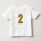 Roze Bow Gold Glitter Twee 2e verjaardag Kinder Shirts (Voorkant)