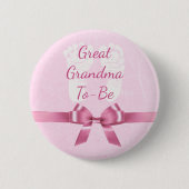 Roze Bow Grote Oma om Baby shower Button te zijn (Voorkant)