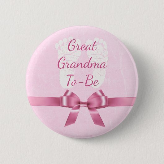 Roze Bow Grote Oma om Baby shower Button te zijn (Voorkant)