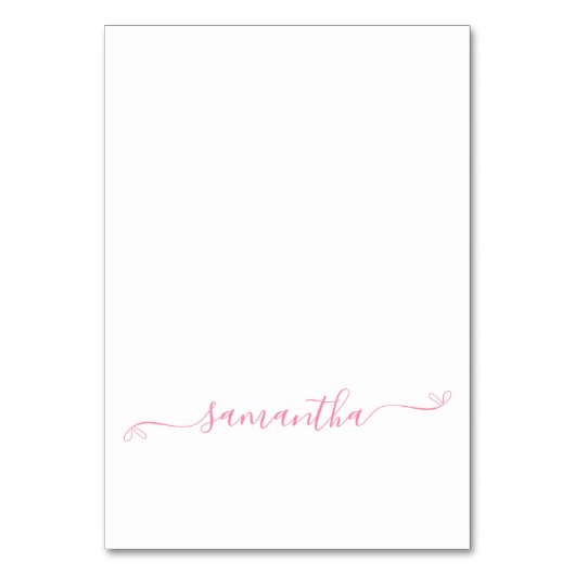 Roze Bow Handtekening Naam Plaats Kaarten (Voorkant)