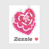 Roze Bow  Hart Cake Sticker (Vel)