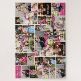 Roze Bow Herhaalde foto's Collage Congrats Graduat Legpuzzel