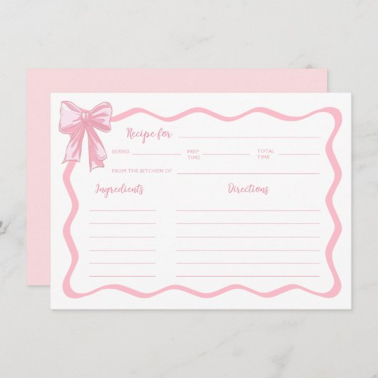 Roze Bow Het binden van de knoop Vrijgezellenfeest Kaart (Voorkant / Achterkant)