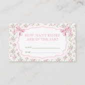 Roze Bow Hoeveel Kisses Bruids Spel Informatiekaartje (Voorkant)